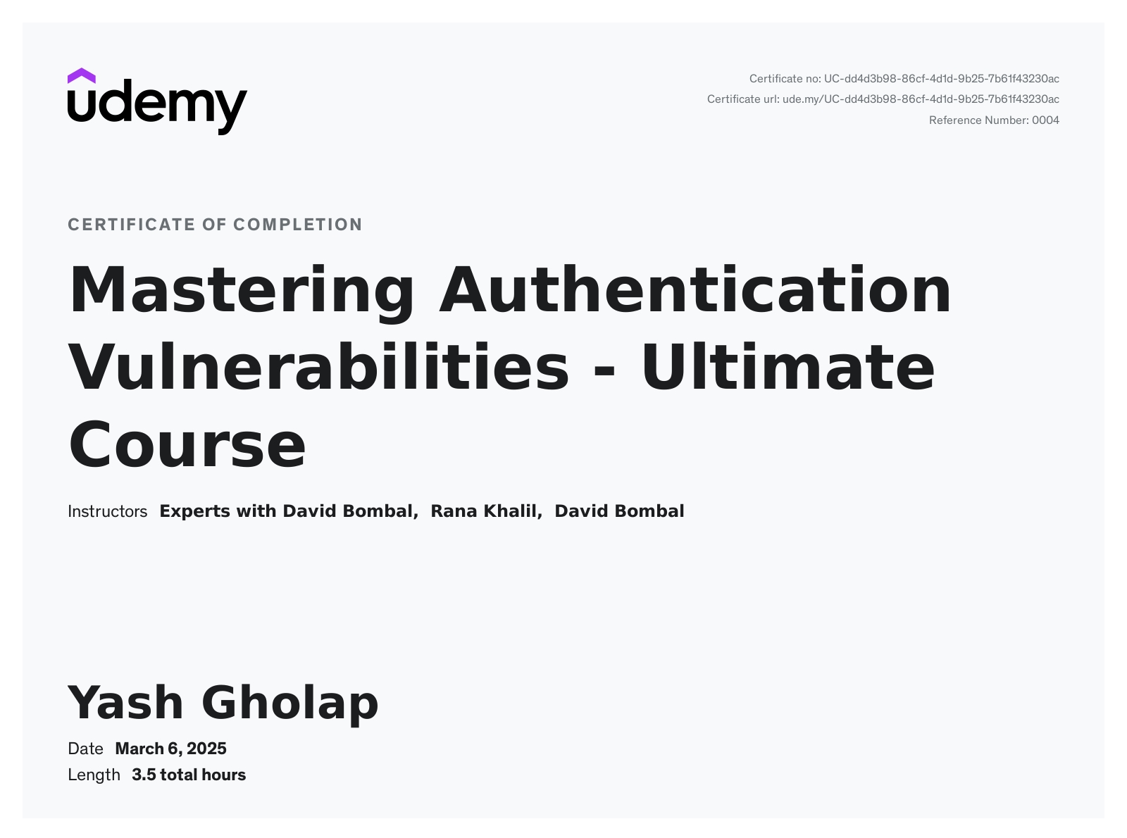 Mastering Authentication Vulnerabilities (Udemy)