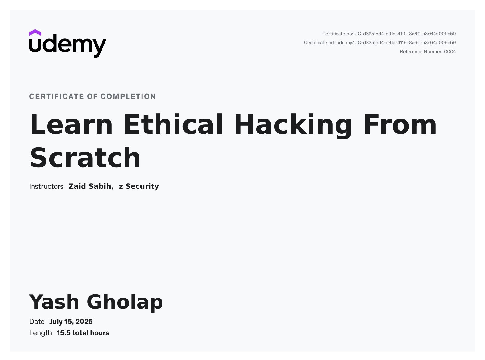 Learn Ethical Hacking From Scratch (Udemy)